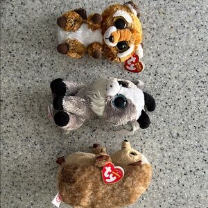 Ty Plush Toy Trio - Brown and White